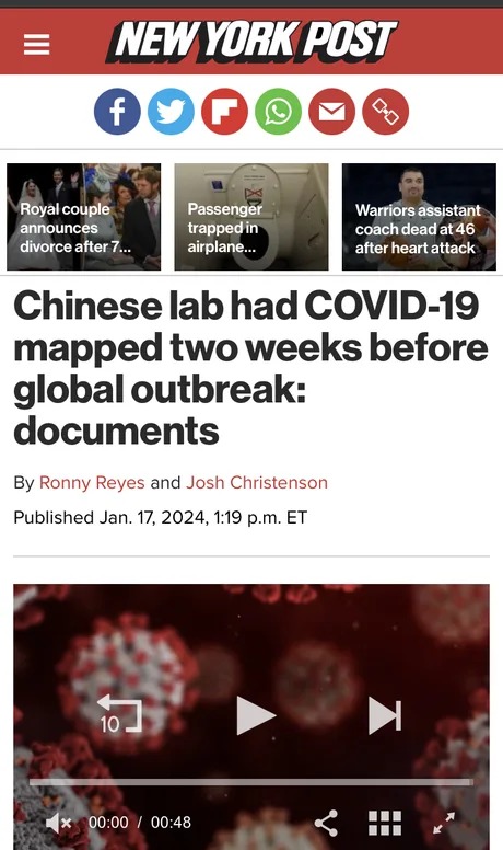 Chinese lab had COVID-19 mapped two weeks before global outbreak - meme