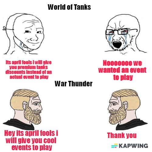 World of Tanks vs War Thunder on april fools - meme