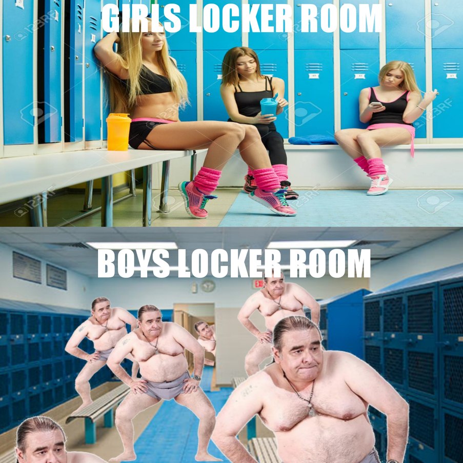 Why are the locker rooms so different - meme