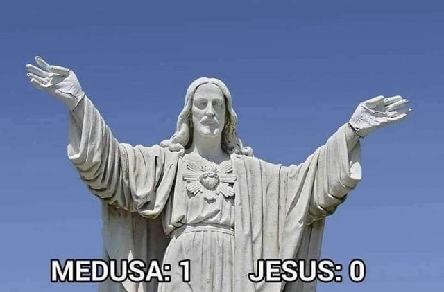 medusa vs jesus - meme