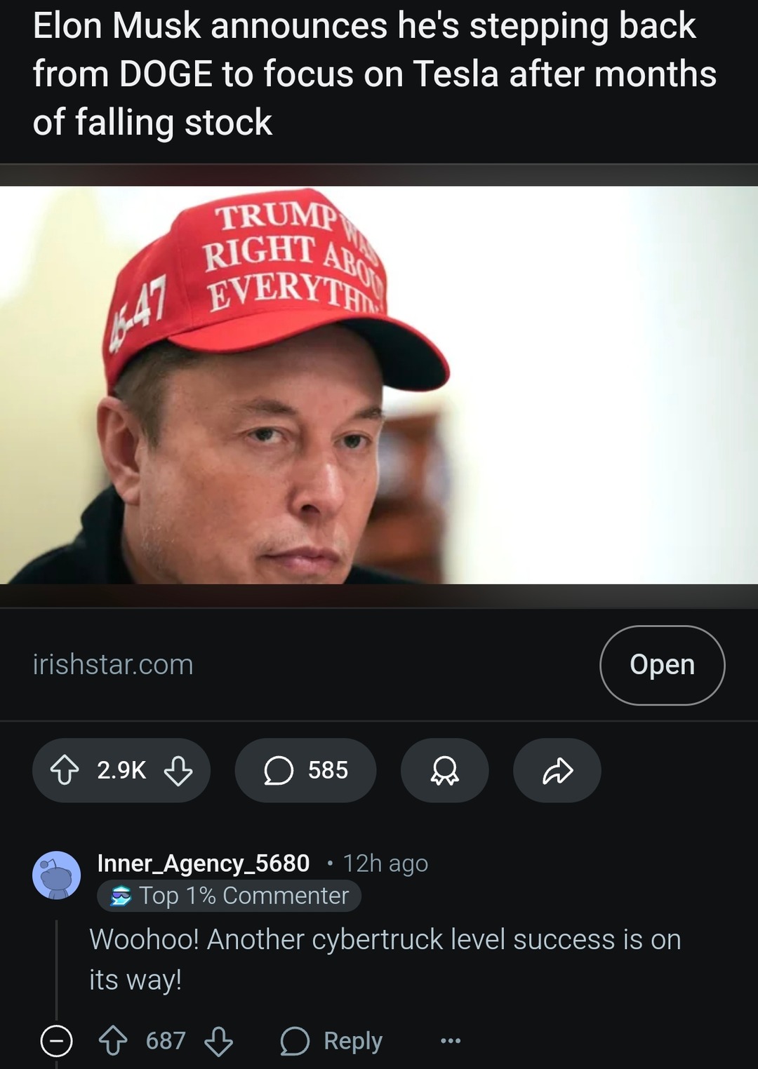 Elon Musk: ‘Back to Tesla I go’ after Doge moon mission fails - meme