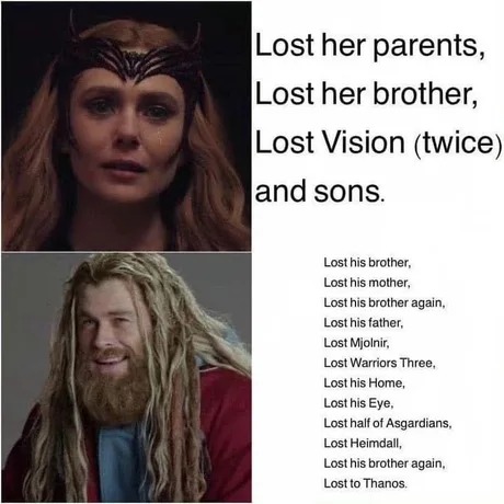 thor and wanda are different - meme