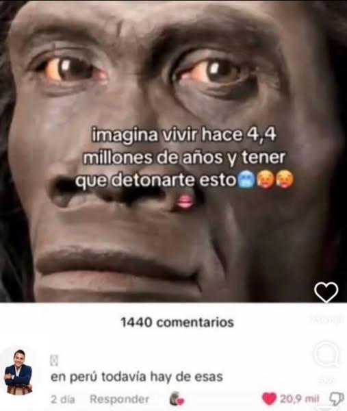 Imagínate vivir hace 4 millones de años y aguantar este meme