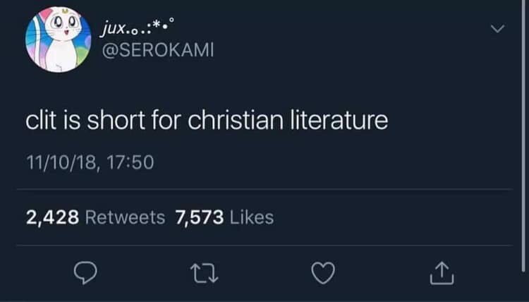 Litersture is stored in the clit - meme