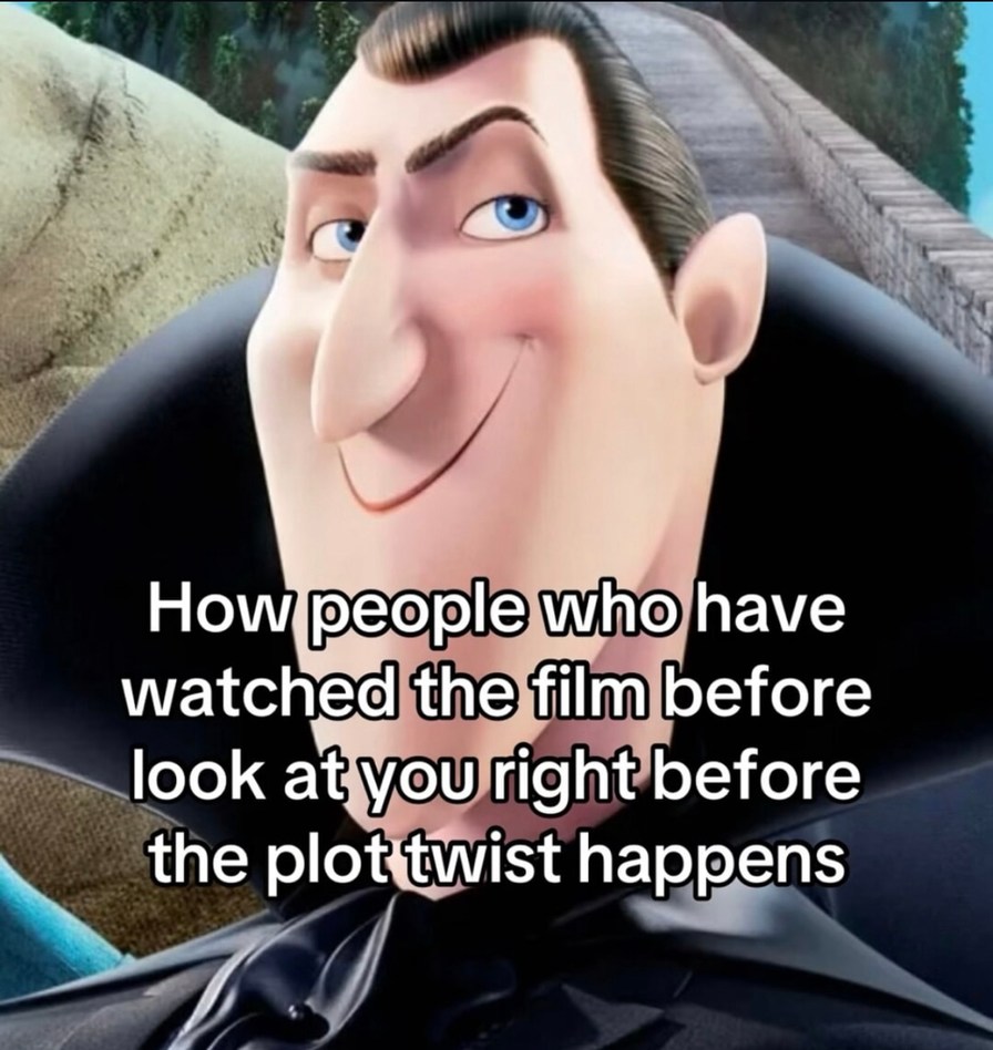 When they’ve seen the plot twist and just stare at you - meme
