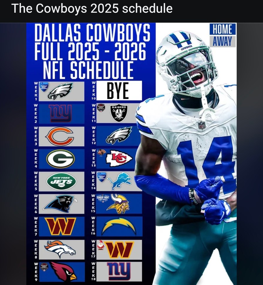 Cowboys 2025 schedule dropped and fans already coping - meme