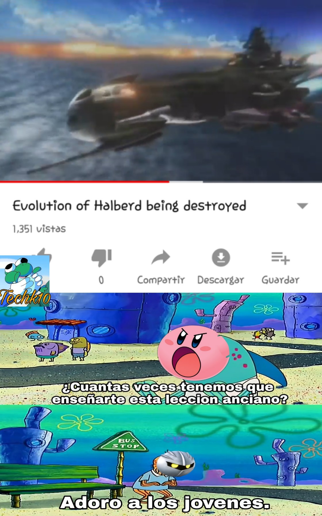El titulo del video dice: Evolución de Halberd siendo destruido. - meme
