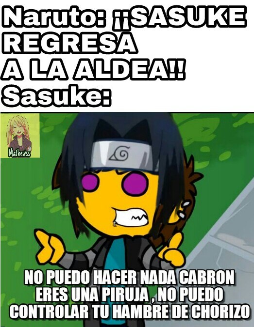 La relación entre Naruto y Sasuke - meme