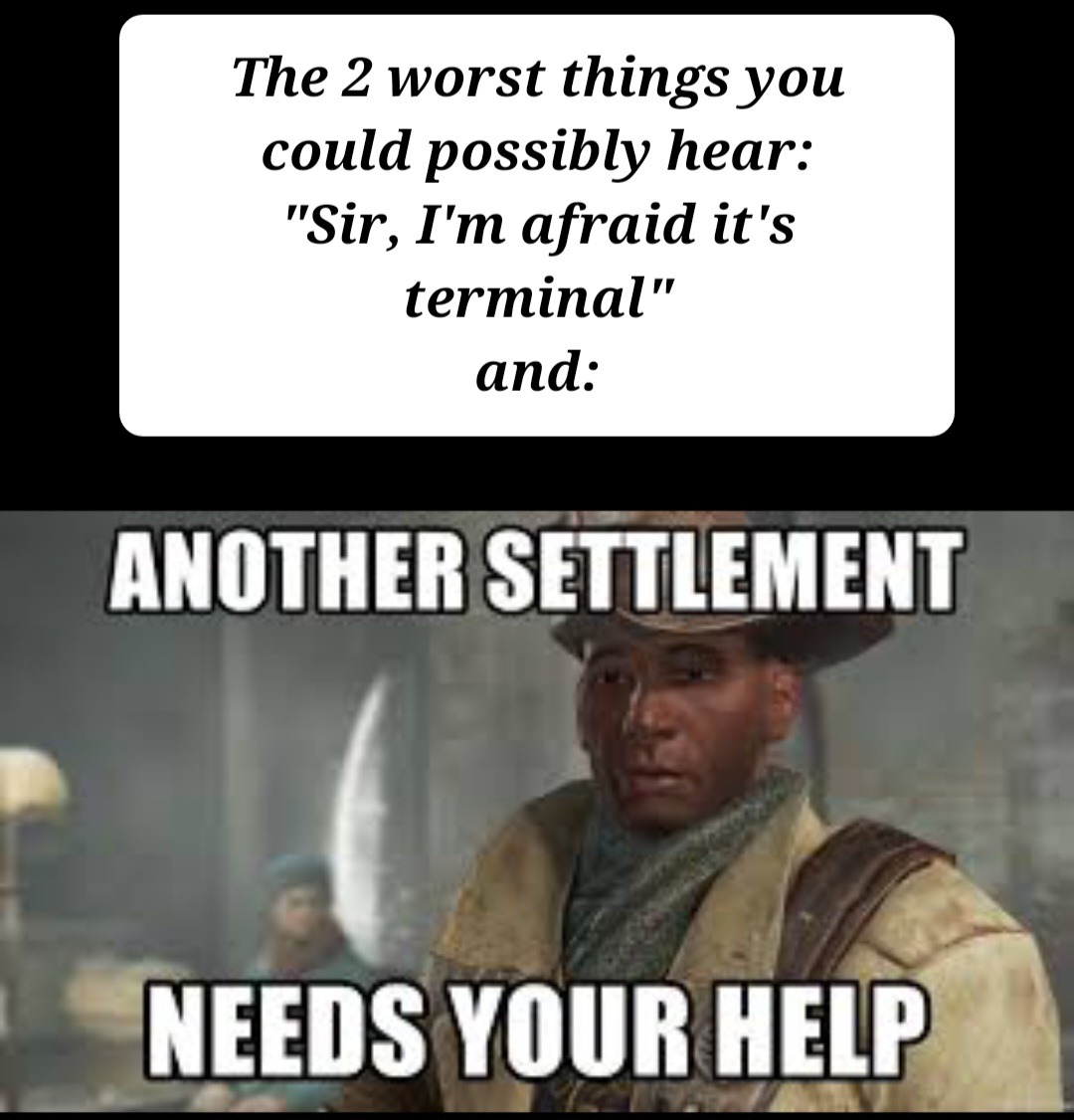 "Another settlement needs your help" - meme