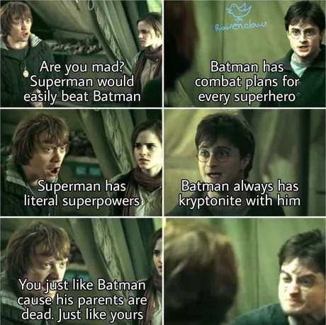 Harry Potter is a Batman fanboy - meme