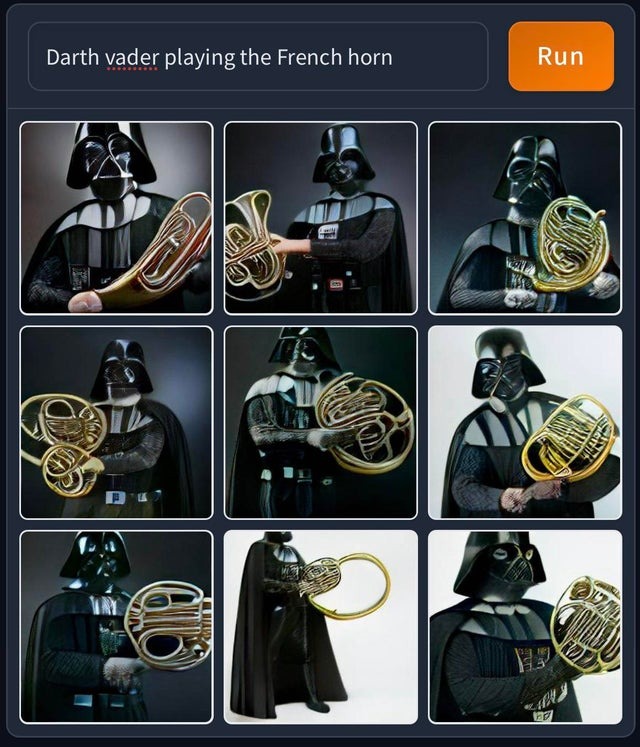 Darth vader playing the french horn - meme