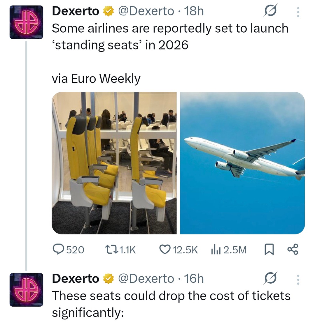 Airlines thinking standing seats are the future - meme
