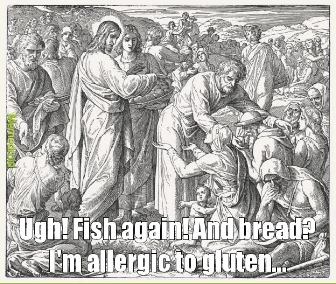 Jesus tries to feed 5,000 Americans - meme