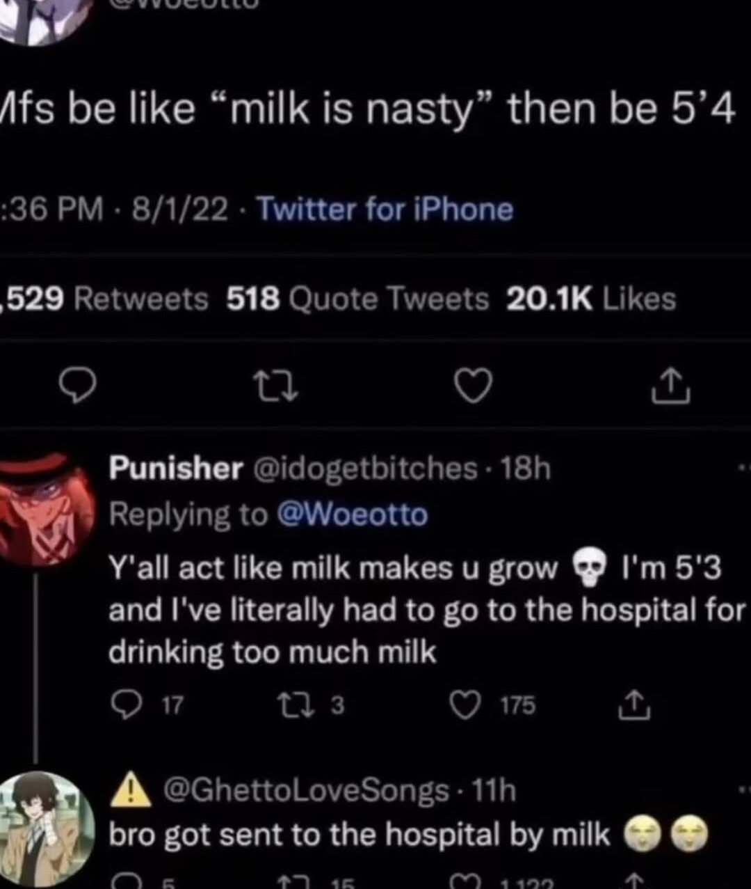 Milk is nasty? Bro ended up in the hospital over it - meme