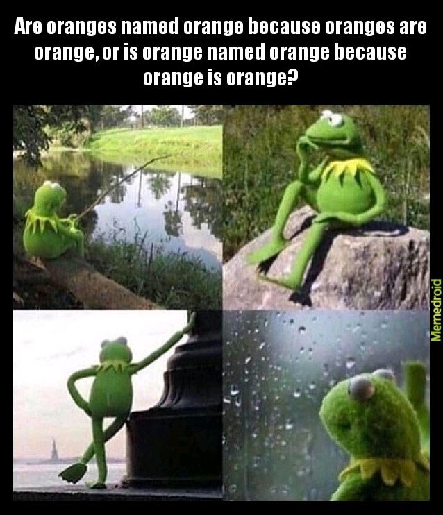 Orange 8 times in a sentence and it makes sense. - meme