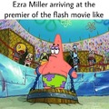 Ezra Miller arriving at the premier of the Flash movie
