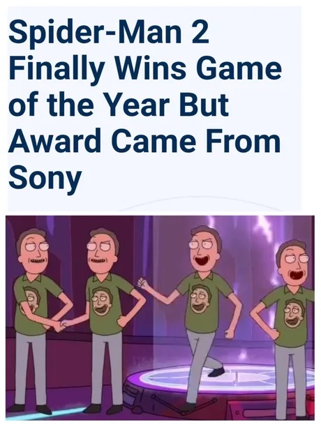 Spider-Man 2 finally wins Game of the Year, but the award comes from Sony - meme