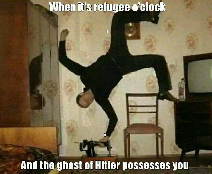 If you follow me I'll follow back, if you don't guess who's getting possessed by Hitler - meme