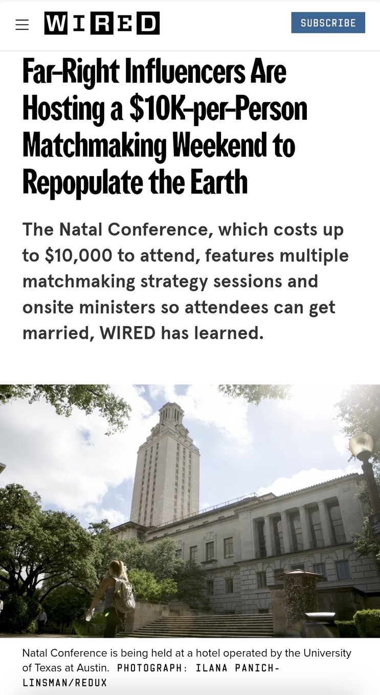 10k for a chance to get a girl lmao https://www.wired.com/story/natal-conference-matchmaking/ - meme