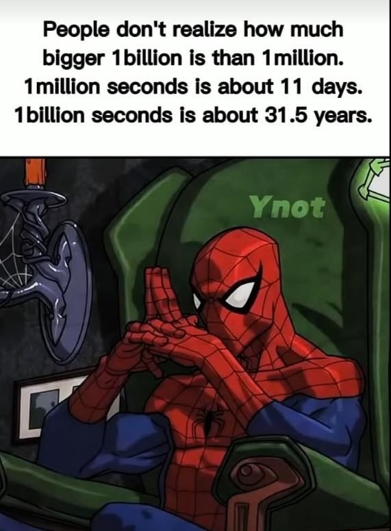 Million vs billion explained in brain-melting seconds - meme