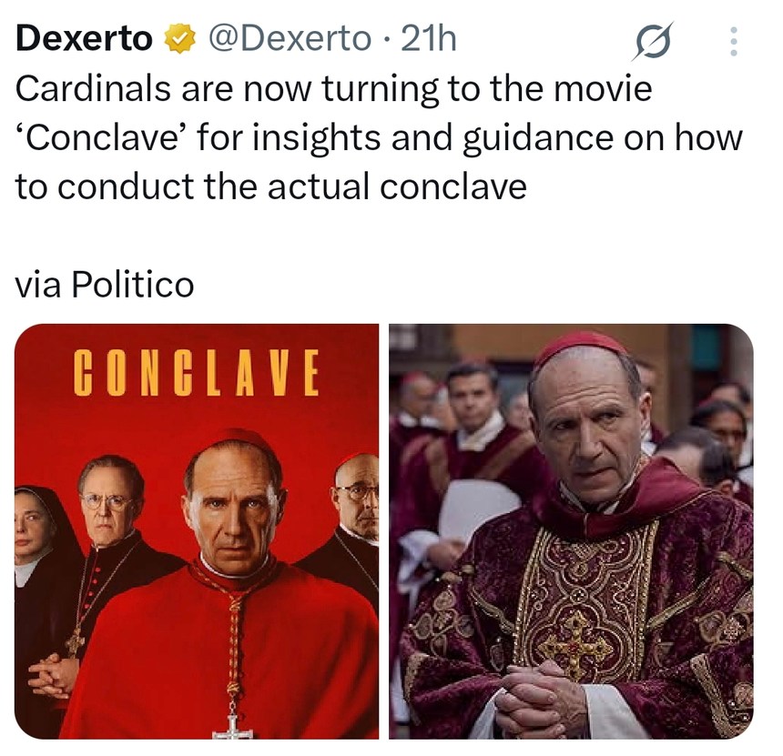 Cardinals watching a movie to learn how to pick a pope lol - meme