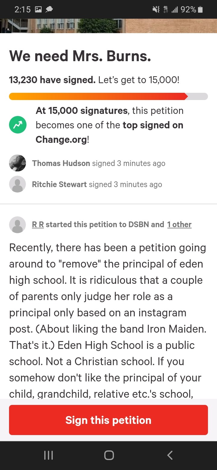 Sjw started petition to remove principal because she likes Iron Maiden. This is to keep her. - meme
