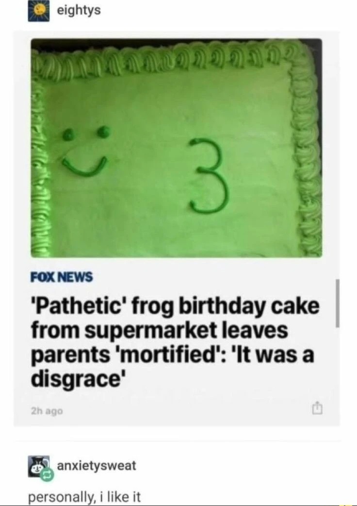 Pathetic frog birthday cake - meme