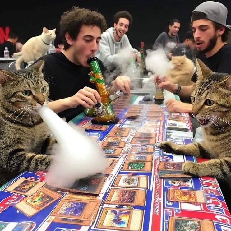 Partida de Magic con los gatos y los bongs - meme