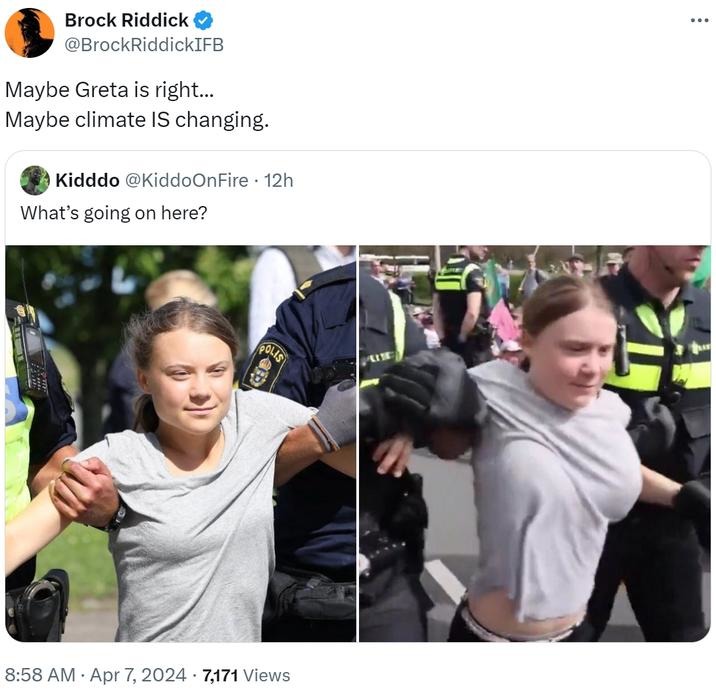 The Greta Thunberg with big tits meme was a photoshop edit