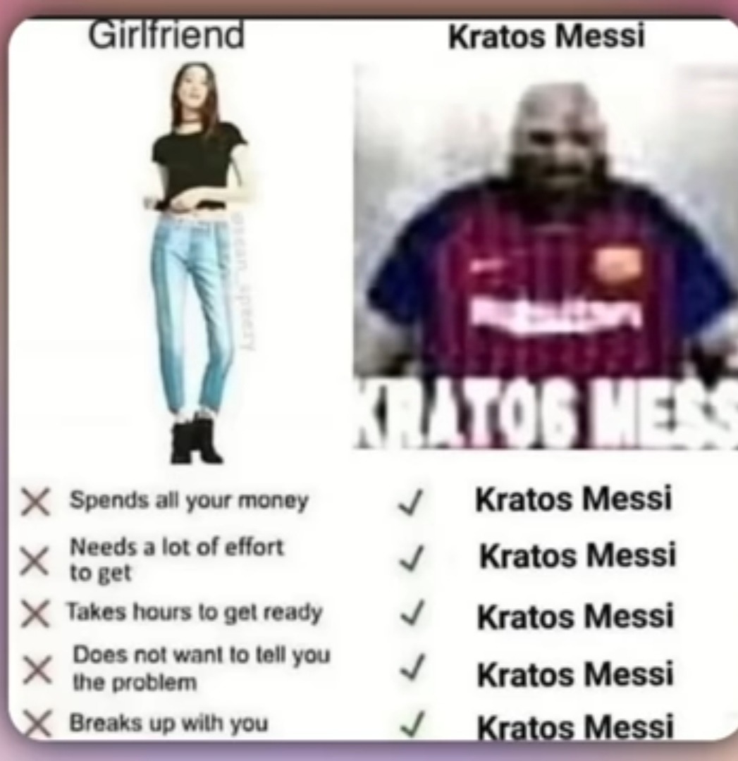 Kratos Messi > novia - meme