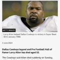 Dallas Cowboys legend Allen dies aged 52