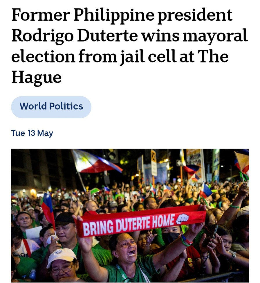 Duterte winning elections from jail like it's a Netflix plot twist - meme