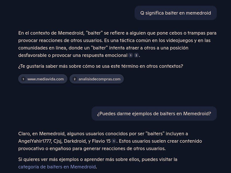 Le pregunté a Copilot lo que es un baiter de Memedroid y  esto me dijo