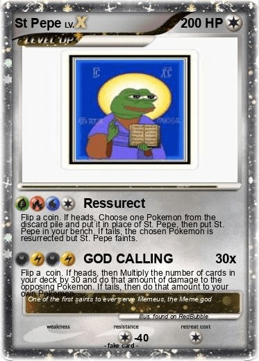 St. Pepe the Frog Pokemon Card - meme