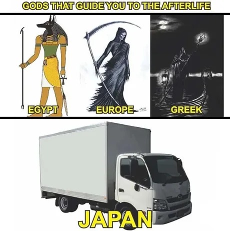 Gods that guide you to the afterlife in Japan - meme