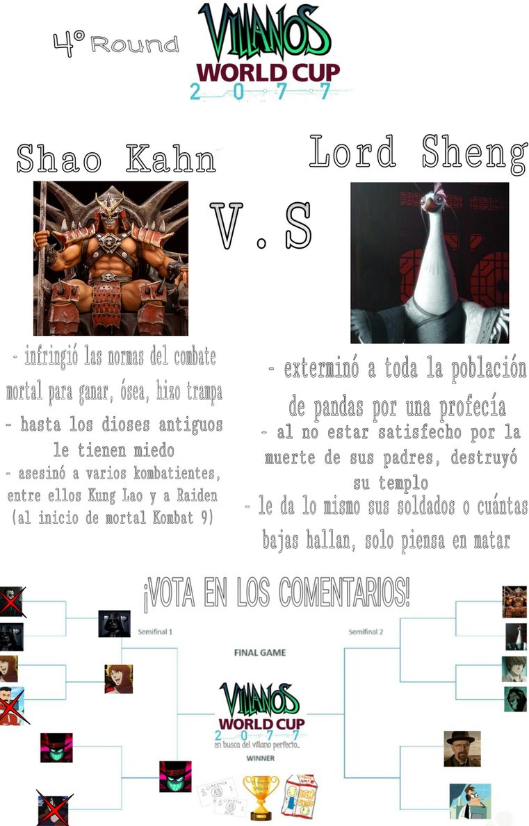 Damas y caballeros: 4° round: Shao Kahn vs Lord Sheng, ¡Vota por tu dictador favorito! - meme