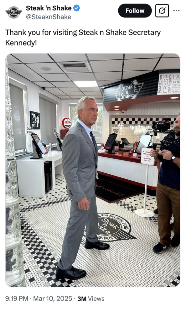 RFK Jr. advertising Steak 'n Shake meme news