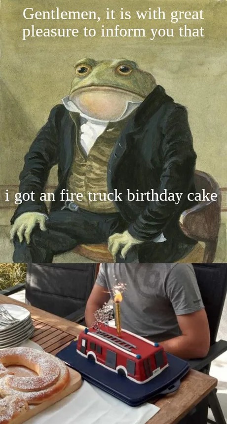 Fire truck birthday cake - meme