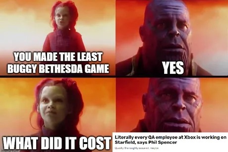 Starfield is the least buggy Bethesda game - meme