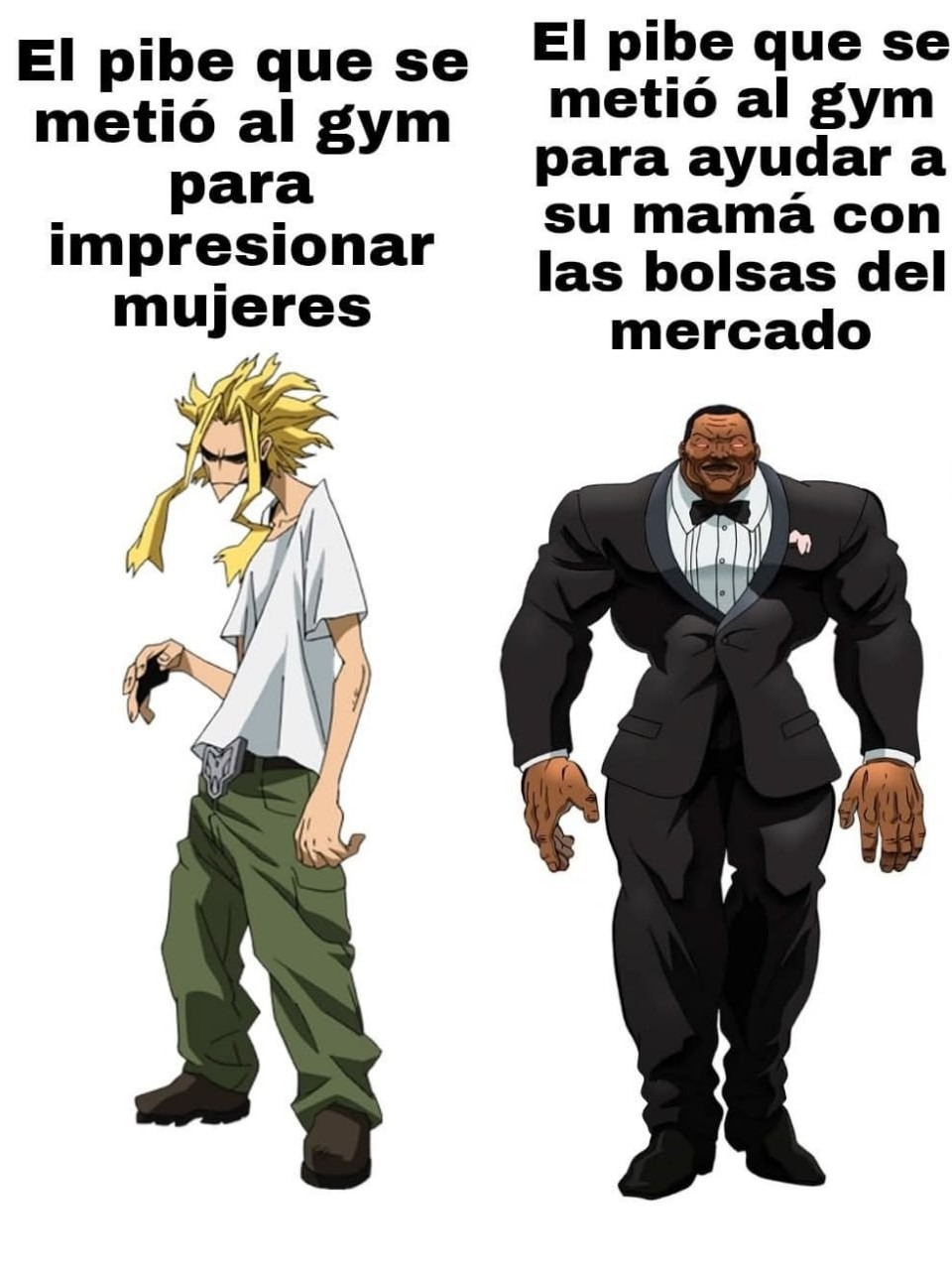 El que va al gym pa ayudar a su mamá vs el que va pa impresionar - meme