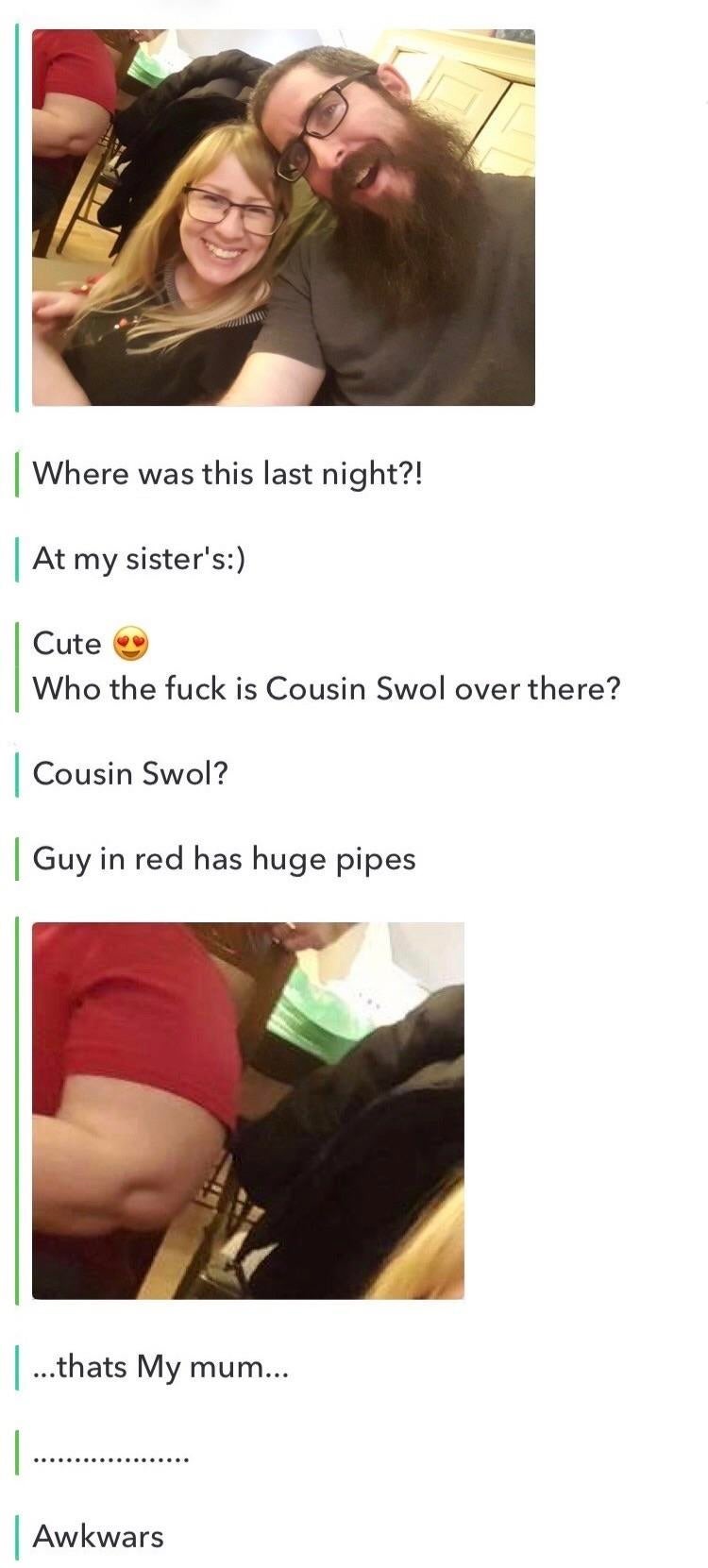 Guy in red with huge pipes. - meme