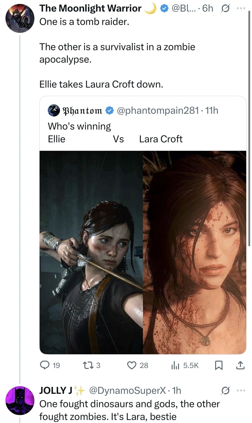 Ellie vs Lara Croft debates got the timeline in shambles - meme