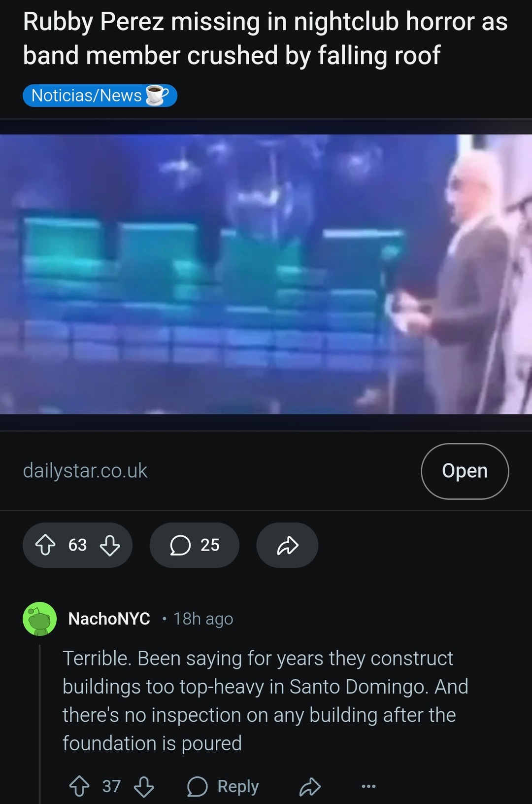Nightclub roof collapse leaves horror behind - meme
