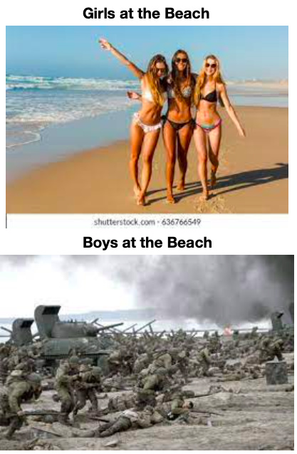 Boys vs Girls at the Beach - meme