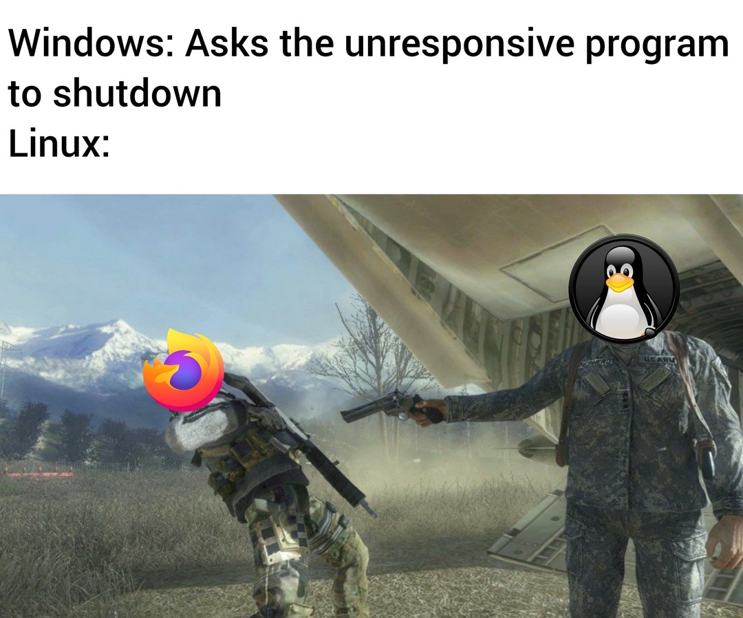 Linux is a murderer - meme