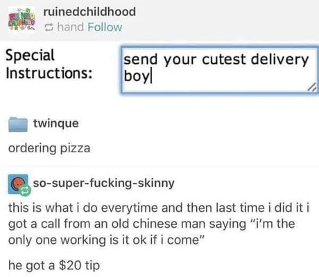 He was the cutest delivery boy - meme