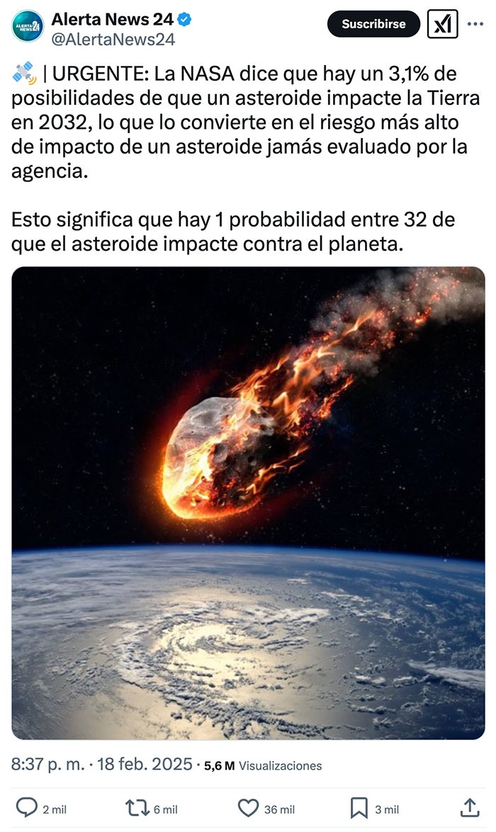 Se viene asteroide en el 2032 - meme