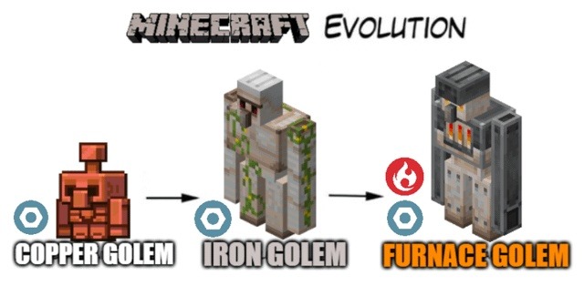 The copper golem evolution line got wild - meme
