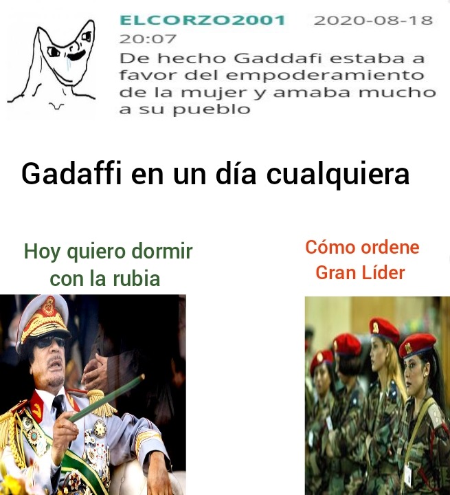 Tremendo feminista El Gadaffi - meme