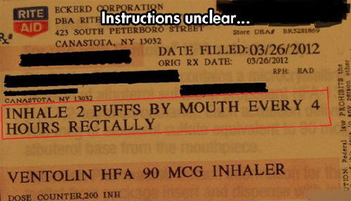 Instructions unclear, inhaler stuck in anus - meme